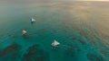 Beautiful sunset over sea, aerial view. Boracay island Philippines. Royalty Free Stock Photo