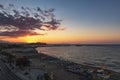 Beautiful sunset over sea bay and old fortress. Crete island Royalty Free Stock Photo