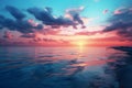 Beautiful sunset over the sea with clouds and sky reflection in water Royalty Free Stock Photo