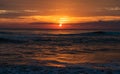 Beautiful sunset over the sea in the evening holiday at Ban Krut Beach, Prachuapkirikhan south of Thailand. Royalty Free Stock Photo