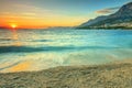 Beautiful sunset over the sea,Makarska,Croatia Royalty Free Stock Photo