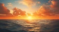 Beautiful sunset over the sea, Nature background, Generative AI illustrations Royalty Free Stock Photo