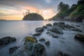 Beautiful sunset over a seascape in northern California beach, USA Royalty Free Stock Photo