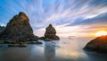 Beautiful sunset over a seascape in northern California beach, USA Royalty Free Stock Photo