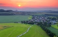 Beautiful sunset over small city Royalty Free Stock Photo