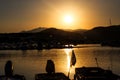 Beautiful sunset over the small fishing port Royalty Free Stock Photo