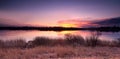 Beautiful sunset over spring lake landscape Royalty Free Stock Photo