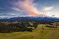 A beautiful sunset over the Tatra Mountains . The pass over Lapszanka in Poland