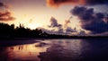 Beautiful sunset over the tropical beach in Punta Cana, Dominica Royalty Free Stock Photo