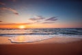 Beautiful sunset over the tropical sea and exotic beach Royalty Free Stock Photo