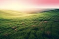 Beautiful sunset over the Tuscany hills, Spring landscape