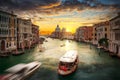 Beautiful sunset over the Venice city with Santa Maria della Salute Basilica, Italy Royalty Free Stock Photo