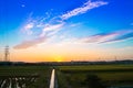 Beautiful sunset over village. Royalty Free Stock Photo