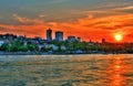 Beautiful sunset over Warsaw Royalty Free Stock Photo