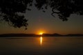 beautiful sunset over Watson Taylors Lake in Crowdy Bay National Park, New South Wales, Australia