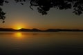 beautiful sunset over Watson Taylors Lake in Crowdy Bay National Park, New South Wales, Australia Royalty Free Stock Photo