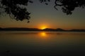 beautiful sunset over Watson Taylors Lake in Crowdy Bay National Park, New South Wales, Australia