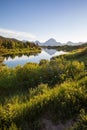 Beautiful sunset at Oxbow bend overview snake river, Grand Teton National Park during summer Royalty Free Stock Photo
