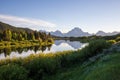 Beautiful sunset at Oxbow bend overview snake river, Grand Teton National Park during summer Royalty Free Stock Photo