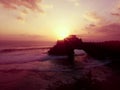 Beautiful Sunset Panorama Of Batu Bolong Temple In Tanah Lot Temple Area Royalty Free Stock Photo