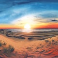 Beautiful sunset panorama at the dune beach, nature, sea & ocean
