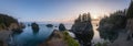 Panorama of Secret Beach in Oregon during a sunset Royalty Free Stock Photo