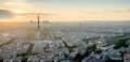 Beautiful sunset on Paris France and the Eiffel Tower Royalty Free Stock Photo