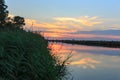 Beautiful sunset over river in greifswald germany Royalty Free Stock Photo