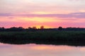 Beautiful sunset over river in greifswald germany Royalty Free Stock Photo