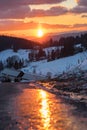 Beautiful sunset at peak of GruÃË StarÃÂ© Hamry, CHKO Beskydy - Czech Republic