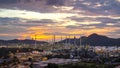 Beautiful sunset petrochemical oil refinery factory Royalty Free Stock Photo