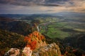 A beautiful sunset in the Pieniny Mountains at autumn. Poland