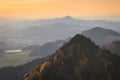 A beautiful sunset in the Pieniny Mountains at autumn. Poland