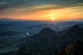 A beautiful sunset in the Pieniny Mountains at autumn. Poland