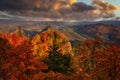 A beautiful sunset in the Pieniny Mountains at autumn. Poland