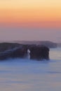 Beautiful sunset on Playa de las Catedrales during inflow