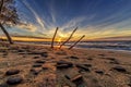 Beautiful sunset at Port Austin beach in Michigan Royalty Free Stock Photo