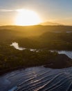 Beautiful sunset at ocean coast and rain jungle, Costa Rica Royalty Free Stock Photo