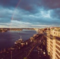 Stockholm sunset with rainbow