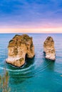 Beirut sunset on raouche rocks Royalty Free Stock Photo