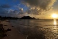 Beautiful sunset of Reduit Beach, Saint Lucia Royalty Free Stock Photo