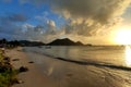 Beautiful sunset of Reduit Beach, Saint Lucia