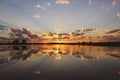 Sunset reflecting off of Grundy County Lake Royalty Free Stock Photo