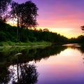 A Beautiful Sunset with Reflections in a River Royalty Free Stock Photo