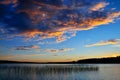 Beautiful sunset on the river Chirko-Kem. Karelia, Russia