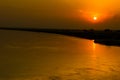 Beautiful sunset on river indus pakistan Royalty Free Stock Photo