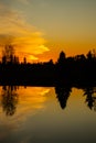 Beautiful sunset on river Kymijoki at autumn, Finland Royalty Free Stock Photo