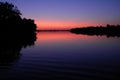 Beautiful sunset by the river.The sky is reflected in the water Royalty Free Stock Photo