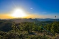 Beautiful sunset with the Roque Nublo peak on Gran Canaria island, Spain Royalty Free Stock Photo