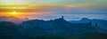 Beautiful sunset with the Roque Nublo peak on Gran Canaria island, Spain Royalty Free Stock Photo